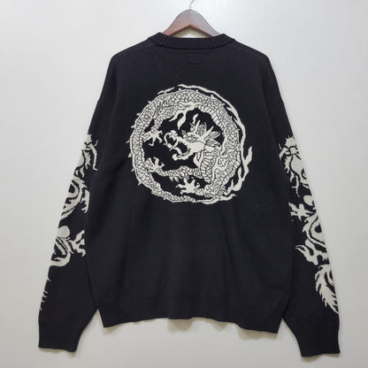 【中古品】【メンズ】 HUF ハフ TWIN DRAGON CARDIGAN KN00466 ツイン ドラゴン カーディガン 142-260713-as-06-izu サイズ：XL カラー：ブラック 万代Net店