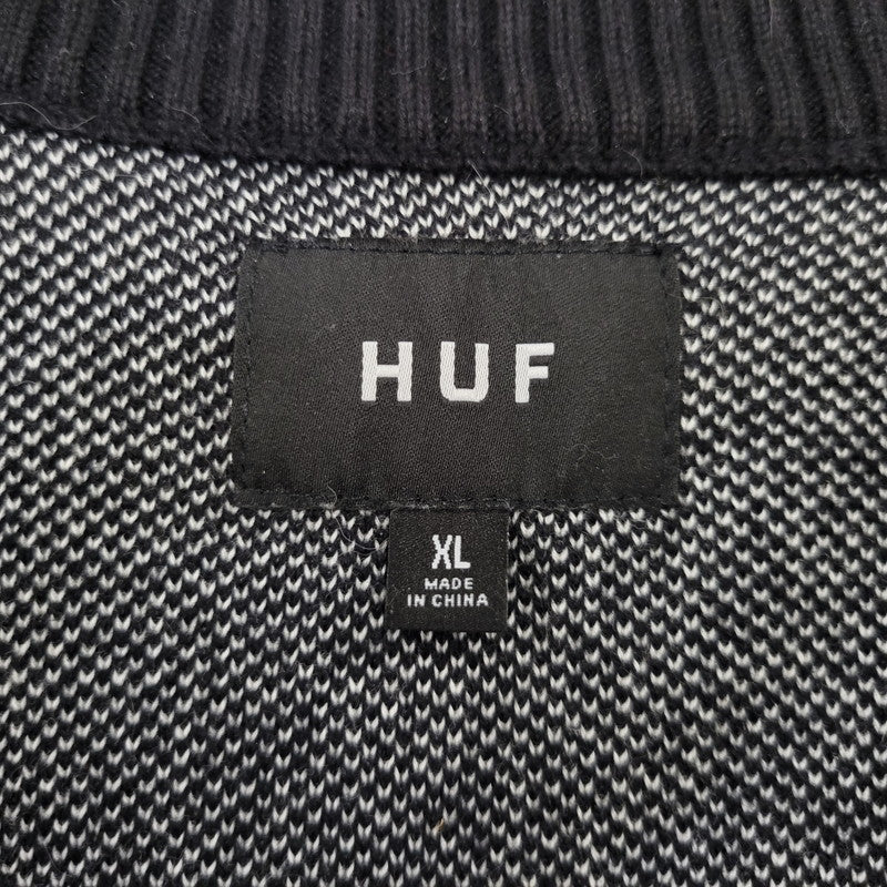 【中古品】【メンズ】 HUF ハフ TWIN DRAGON CARDIGAN KN00466 ツイン ドラゴン カーディガン 142-260713-as-06-izu サイズ：XL カラー：ブラック 万代Net店