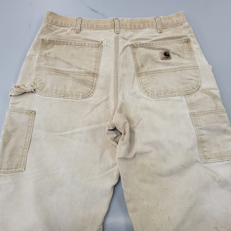【現状渡し品】【メンズ】 CARHARTT カーハート B11 BRN USA製 DUNGAREE FIT DUCK PAINTER PANTS ダンガリー フィット ダック ペインター パンツ ボトムス 157-260716-kh-27-izu サイズ：32×30 カラー：ベージュ系 万代Net店