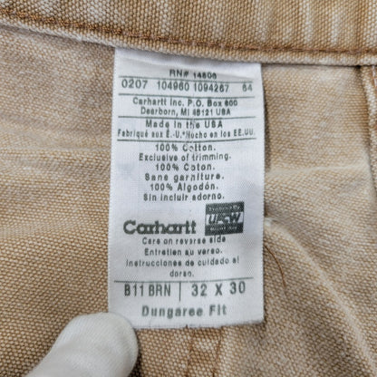 【現状渡し品】【メンズ】 CARHARTT カーハート B11 BRN USA製 DUNGAREE FIT DUCK PAINTER PANTS ダンガリー フィット ダック ペインター パンツ ボトムス 157-260716-kh-27-izu サイズ：32×30 カラー：ベージュ系 万代Net店