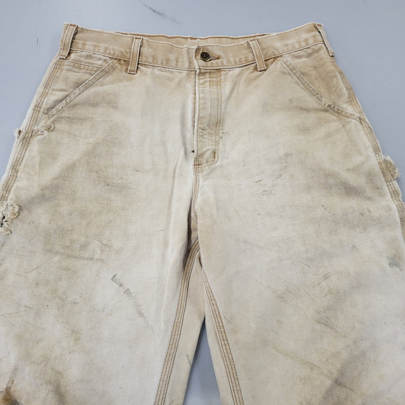【現状渡し品】【メンズ】 CARHARTT カーハート B11 BRN USA製 DUNGAREE FIT DUCK PAINTER PANTS ダンガリー フィット ダック ペインター パンツ ボトムス 157-260716-kh-27-izu サイズ：32×30 カラー：ベージュ系 万代Net店