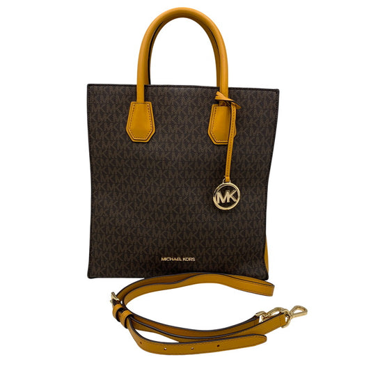 【中古品】【レディース】 MICHAEL KORS マイケルコース 35F1GM9T8B MK SIGNATURE 2WAY SHOPPER TOTE BAG シグネチャー ツーウェイ ショッパー トート バッグ 鞄 188-260718-yn-01-izu カラー：ブラウン 万代Net店