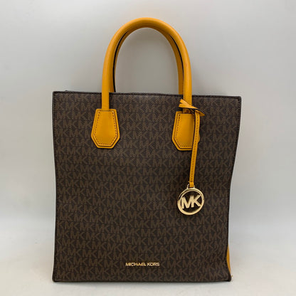 【中古品】【レディース】 MICHAEL KORS マイケルコース 35F1GM9T8B MK SIGNATURE 2WAY SHOPPER TOTE BAG シグネチャー ツーウェイ ショッパー トート バッグ 鞄 188-260718-yn-01-izu カラー：ブラウン 万代Net店