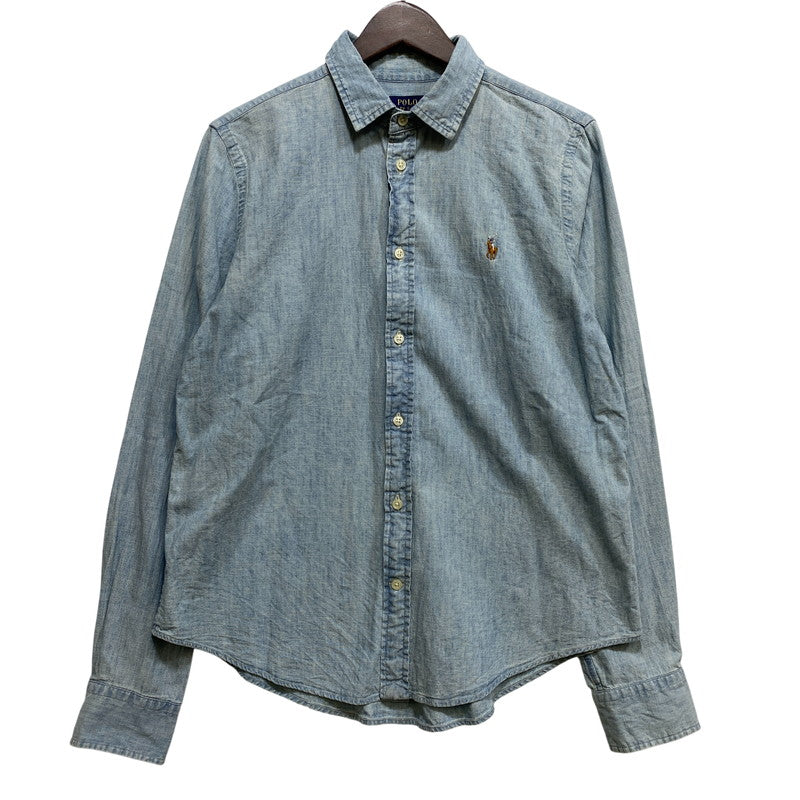 【中古品】【メンズ】 POLO RALPH LAUREN ポロ・ラルフローレン DENIM CHAMBRAY LS SHIRT デニム シャンブレー ロングスリーブ シャツ トップス 長袖 147-260717-cs-24-izu サイズ：L カラー：ライトインディゴ 万代Net店