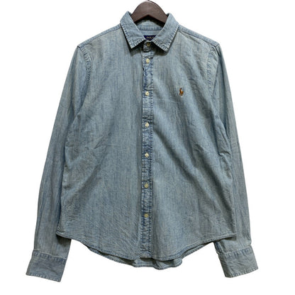 【中古品】【メンズ】 POLO RALPH LAUREN ポロ・ラルフローレン DENIM CHAMBRAY LS SHIRT デニム シャンブレー ロングスリーブ シャツ トップス 長袖 147-260717-cs-24-izu サイズ：L カラー：ライトインディゴ 万代Net店