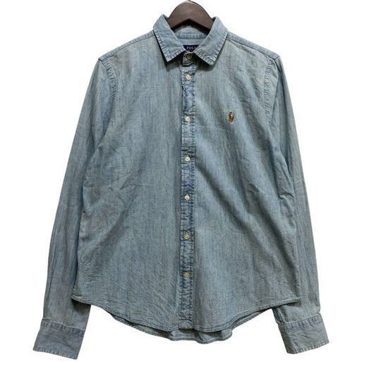 【中古品】【メンズ】 POLO RALPH LAUREN ポロ・ラルフローレン DENIM CHAMBRAY LS SHIRT デニム シャンブレー ロングスリーブ シャツ トップス 長袖 147-260717-cs-24-izu サイズ：L カラー：ライトインディゴ 万代Net店