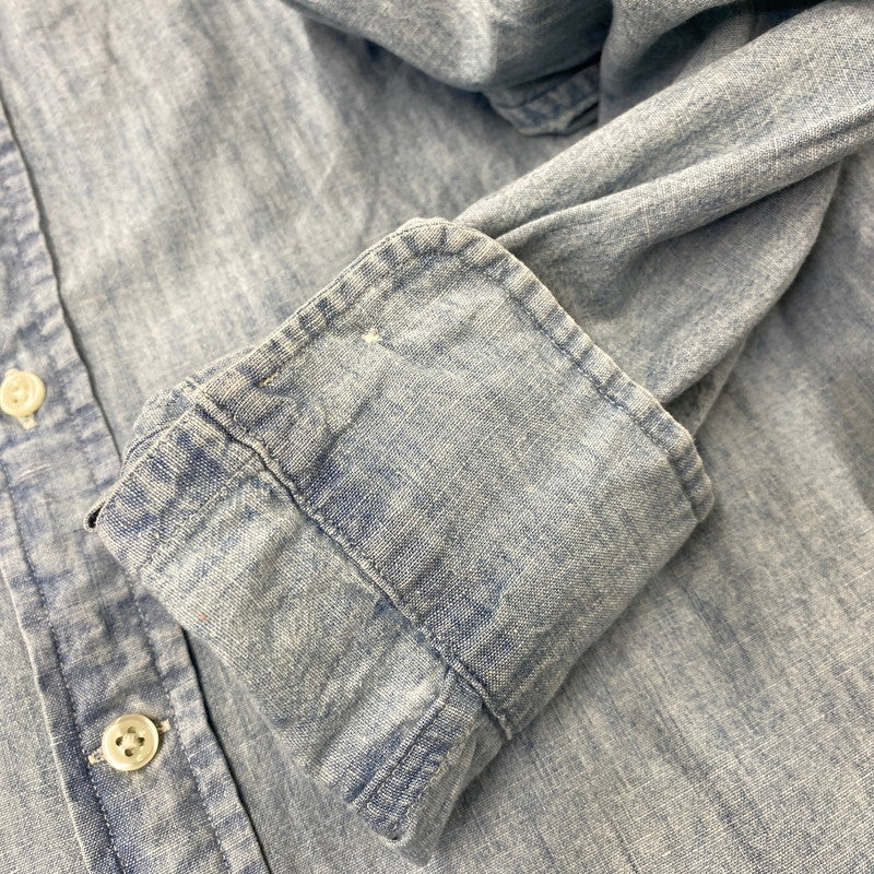【中古品】【メンズ】 POLO RALPH LAUREN ポロ・ラルフローレン DENIM CHAMBRAY LS SHIRT デニム シャンブレー ロングスリーブ シャツ トップス 長袖 147-260717-cs-24-izu サイズ：L カラー：ライトインディゴ 万代Net店