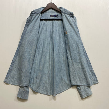 【中古品】【メンズ】 POLO RALPH LAUREN ポロ・ラルフローレン DENIM CHAMBRAY LS SHIRT デニム シャンブレー ロングスリーブ シャツ トップス 長袖 147-260717-cs-24-izu サイズ：L カラー：ライトインディゴ 万代Net店