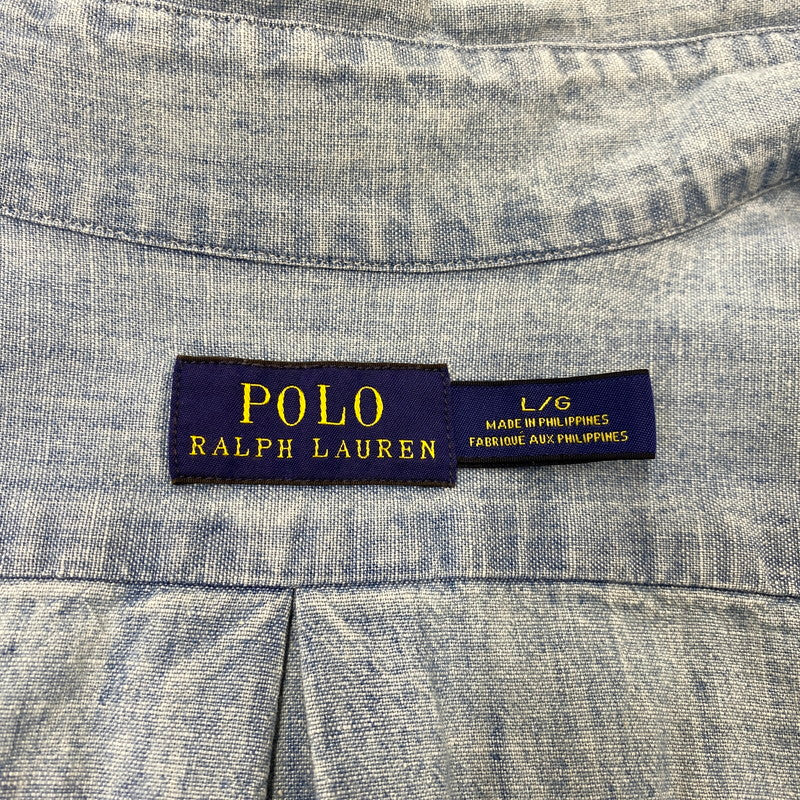 【中古品】【メンズ】 POLO RALPH LAUREN ポロ・ラルフローレン DENIM CHAMBRAY LS SHIRT デニム シャンブレー ロングスリーブ シャツ トップス 長袖 147-260717-cs-24-izu サイズ：L カラー：ライトインディゴ 万代Net店