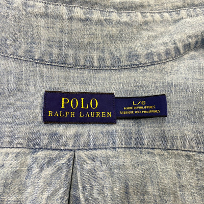 【中古品】【メンズ】 POLO RALPH LAUREN ポロ・ラルフローレン DENIM CHAMBRAY LS SHIRT デニム シャンブレー ロングスリーブ シャツ トップス 長袖 147-260717-cs-24-izu サイズ：L カラー：ライトインディゴ 万代Net店