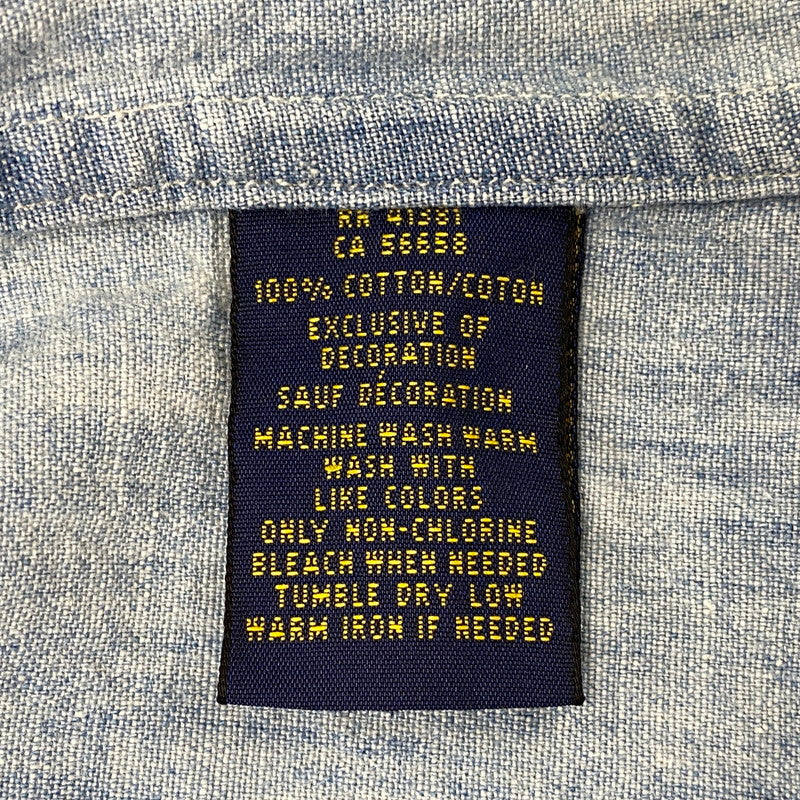 【中古品】【メンズ】 POLO RALPH LAUREN ポロ・ラルフローレン DENIM CHAMBRAY LS SHIRT デニム シャンブレー ロングスリーブ シャツ トップス 長袖 147-260717-cs-24-izu サイズ：L カラー：ライトインディゴ 万代Net店