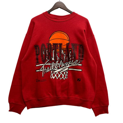 【中古品】【メンズ】 TULTEX タルテックス 90S USA製 PORTLAND NBA PRINT SWEAT エヌビーエー プリント スウェット トップス 長袖 146-260717-cs-20-izu サイズ：L カラー：レッド 万代Net店