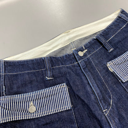 【中古品】【メンズ】 KOJIMA GENES コジマ ジーンズ 切替 BIG POCKET HICKORY STRIPE DOUBLEKNEE DENIM PANTS ビッグ ポケット ヒッコリー ストライプ ダブルニー デニム パンツ ボトムス ズボン 156-260714-cs-07-izu サイズ：32 カラー：インディゴ 万代Net店