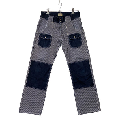 【中古品】【メンズ】 KOJIMA GENES コジマジーンズ 切替 SMALL POCKET HICKORY STRIPE DOUBLE KNEE DENIM PANTS スモール ポケット ヒッコリー ストライプ ダブルニー デニム パンツ ボトムス ズボン 156-260714-cs-08-izu サイズ：34 カラー：インディゴ 万代Net店