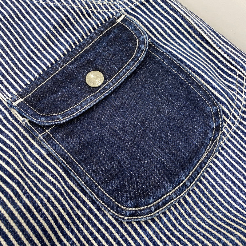 【中古品】【メンズ】 KOJIMA GENES コジマジーンズ 切替 SMALL POCKET HICKORY STRIPE DOUBLE KNEE DENIM PANTS スモール ポケット ヒッコリー ストライプ ダブルニー デニム パンツ ボトムス ズボン 156-260714-cs-08-izu サイズ：34 カラー：インディゴ 万代Net店