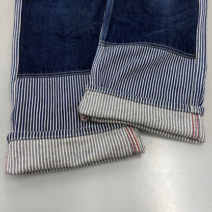 【中古品】【メンズ】 KOJIMA GENES コジマジーンズ 切替 SMALL POCKET HICKORY STRIPE DOUBLE KNEE DENIM PANTS スモール ポケット ヒッコリー ストライプ ダブルニー デニム パンツ ボトムス ズボン 156-260714-cs-08-izu サイズ：34 カラー：インディゴ 万代Net店