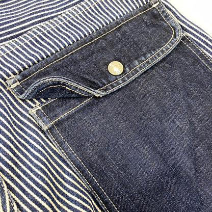 【中古品】【メンズ】 KOJIMA GENES コジマジーンズ 切替 SMALL POCKET HICKORY STRIPE DOUBLE KNEE DENIM PANTS スモール ポケット ヒッコリー ストライプ ダブルニー デニム パンツ ボトムス ズボン 156-260714-cs-08-izu サイズ：34 カラー：インディゴ 万代Net店
