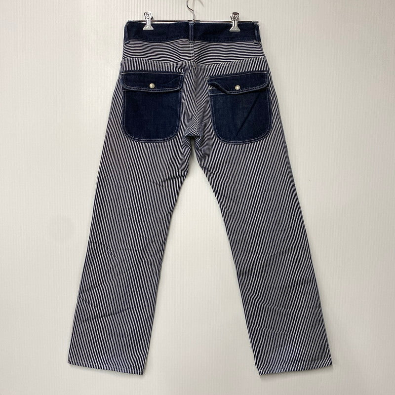 【中古品】【メンズ】 KOJIMA GENES コジマジーンズ 切替 SMALL POCKET HICKORY STRIPE DOUBLE KNEE DENIM PANTS スモール ポケット ヒッコリー ストライプ ダブルニー デニム パンツ ボトムス ズボン 156-260714-cs-08-izu サイズ：34 カラー：インディゴ 万代Net店