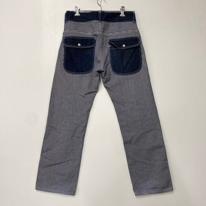 【中古品】【メンズ】 KOJIMA GENES コジマジーンズ 切替 SMALL POCKET HICKORY STRIPE DOUBLE KNEE DENIM PANTS スモール ポケット ヒッコリー ストライプ ダブルニー デニム パンツ ボトムス ズボン 156-260714-cs-08-izu サイズ：34 カラー：インディゴ 万代Net店