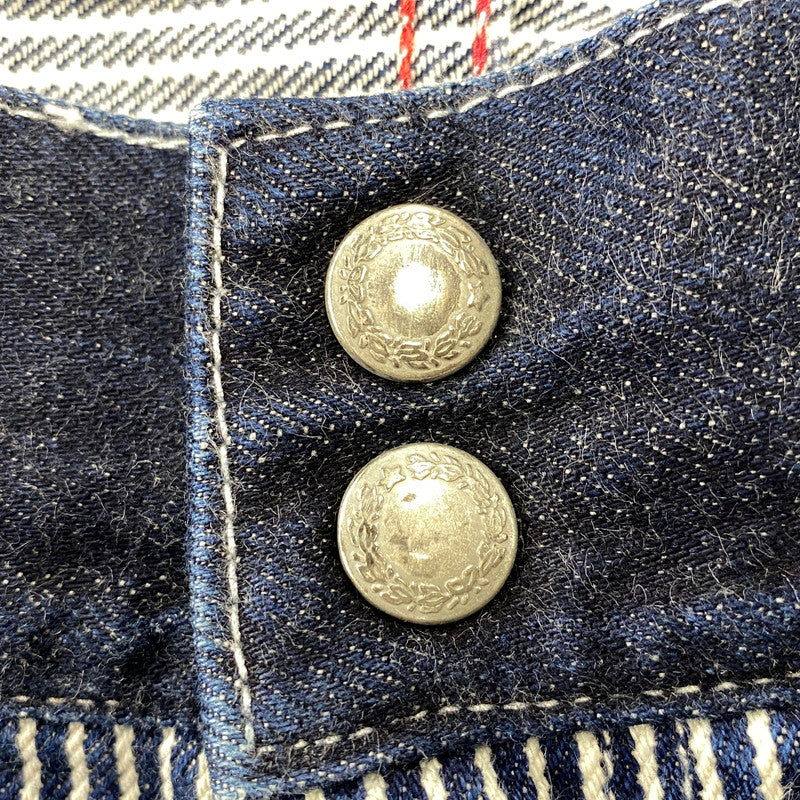 【中古品】【メンズ】 KOJIMA GENES コジマジーンズ 切替 SMALL POCKET HICKORY STRIPE DOUBLE KNEE DENIM PANTS スモール ポケット ヒッコリー ストライプ ダブルニー デニム パンツ ボトムス ズボン 156-260714-cs-08-izu サイズ：34 カラー：インディゴ 万代Net店