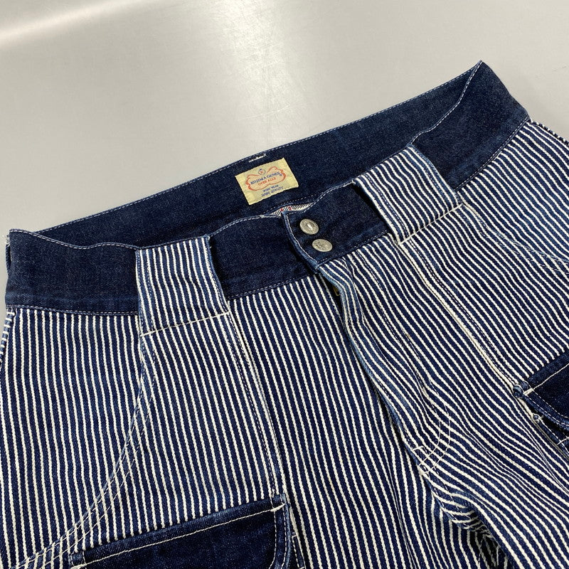 【中古品】【メンズ】 KOJIMA GENES コジマジーンズ 切替 SMALL POCKET HICKORY STRIPE DOUBLE KNEE DENIM PANTS スモール ポケット ヒッコリー ストライプ ダブルニー デニム パンツ ボトムス ズボン 156-260714-cs-08-izu サイズ：34 カラー：インディゴ 万代Net店