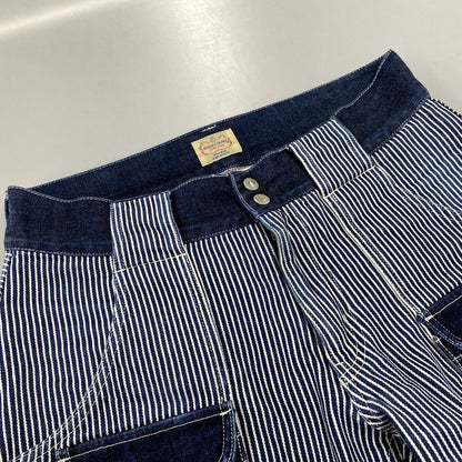 【中古品】【メンズ】 KOJIMA GENES コジマジーンズ 切替 SMALL POCKET HICKORY STRIPE DOUBLE KNEE DENIM PANTS スモール ポケット ヒッコリー ストライプ ダブルニー デニム パンツ ボトムス ズボン 156-260714-cs-08-izu サイズ：34 カラー：インディゴ 万代Net店