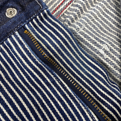 【中古品】【メンズ】 KOJIMA GENES コジマジーンズ 切替 SMALL POCKET HICKORY STRIPE DOUBLE KNEE DENIM PANTS スモール ポケット ヒッコリー ストライプ ダブルニー デニム パンツ ボトムス ズボン 156-260714-cs-08-izu サイズ：34 カラー：インディゴ 万代Net店
