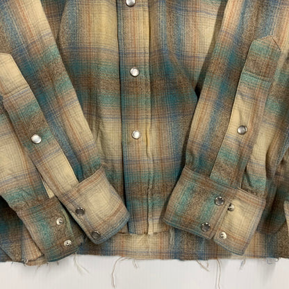 【中古品】【メンズ】 PENDLETON ペンドルトン 70S USA製 OMBRE CHECK WESTERN オンブレチェックウエスタン L S SHIRT ロングスリーブ シャツ トップス 長袖 146-260714-ya-10-izu サイズ：M カラー：ベージュ系 万代Net店