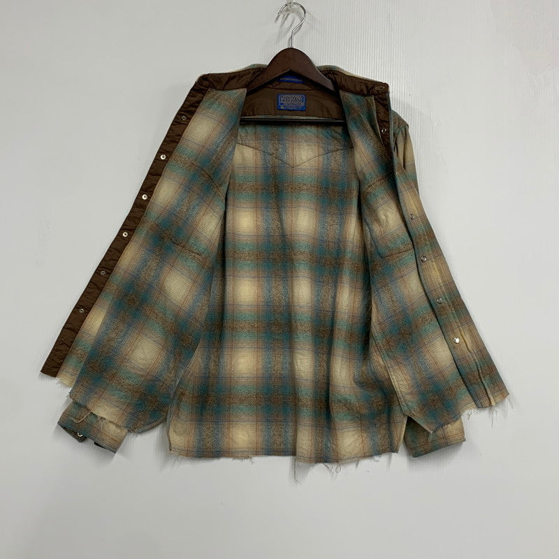 【中古品】【メンズ】 PENDLETON ペンドルトン 70S USA製 OMBRE CHECK WESTERN オンブレチェックウエスタン L S SHIRT ロングスリーブ シャツ トップス 長袖 146-260714-ya-10-izu サイズ：M カラー：ベージュ系 万代Net店