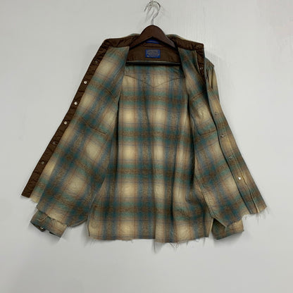 【中古品】【メンズ】 PENDLETON ペンドルトン 70S USA製 OMBRE CHECK WESTERN オンブレチェックウエスタン L S SHIRT ロングスリーブ シャツ トップス 長袖 146-260714-ya-10-izu サイズ：M カラー：ベージュ系 万代Net店