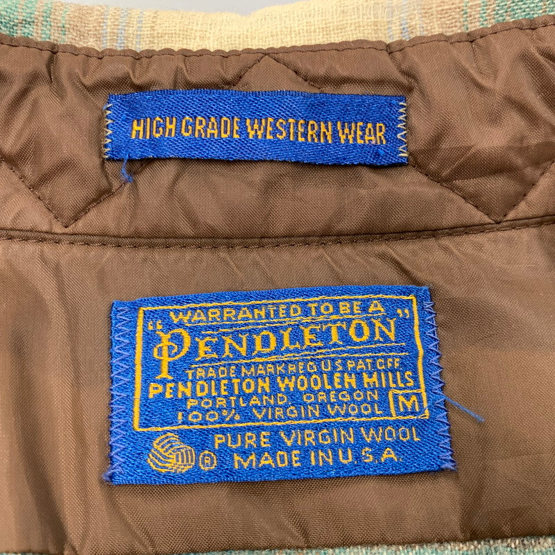 【中古品】【メンズ】 PENDLETON ペンドルトン 70S USA製 OMBRE CHECK WESTERN オンブレチェックウエスタン L S SHIRT ロングスリーブ シャツ トップス 長袖 146-260714-ya-10-izu サイズ：M カラー：ベージュ系 万代Net店