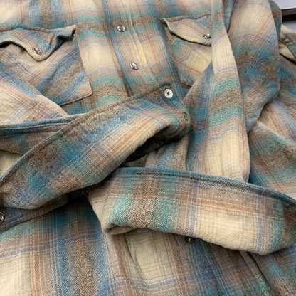 【中古品】【メンズ】 PENDLETON ペンドルトン 70S USA製 OMBRE CHECK WESTERN オンブレチェックウエスタン L S SHIRT ロングスリーブ シャツ トップス 長袖 146-260714-ya-10-izu サイズ：M カラー：ベージュ系 万代Net店