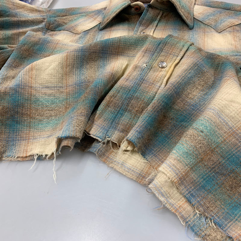【中古品】【メンズ】 PENDLETON ペンドルトン 70S USA製 OMBRE CHECK WESTERN オンブレチェックウエスタン L S SHIRT ロングスリーブ シャツ トップス 長袖 146-260714-ya-10-izu サイズ：M カラー：ベージュ系 万代Net店