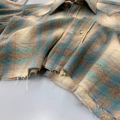【中古品】【メンズ】 PENDLETON ペンドルトン 70S USA製 OMBRE CHECK WESTERN オンブレチェックウエスタン L S SHIRT ロングスリーブ シャツ トップス 長袖 146-260714-ya-10-izu サイズ：M カラー：ベージュ系 万代Net店