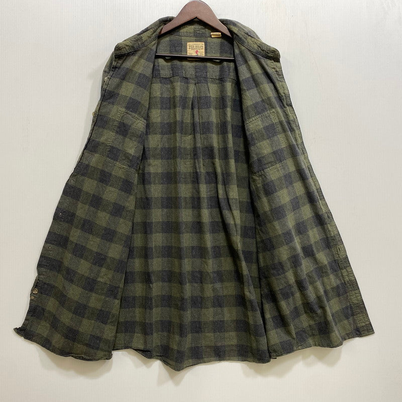 【中古品】【メンズ】 RED HEAD BRAND CO. レッドヘッド ブランドカンパニー BLOCK CHECK LS SHIRT ブロック チェック ロングスリーブ シャツ トップス 長袖 146-260717-cs-21-izu サイズ：2XL カラー：グリーン系 万代Net店
