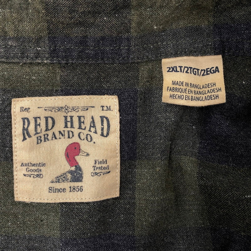 【中古品】【メンズ】 RED HEAD BRAND CO. レッドヘッド ブランドカンパニー BLOCK CHECK LS SHIRT ブロック チェック ロングスリーブ シャツ トップス 長袖 146-260717-cs-21-izu サイズ：2XL カラー：グリーン系 万代Net店