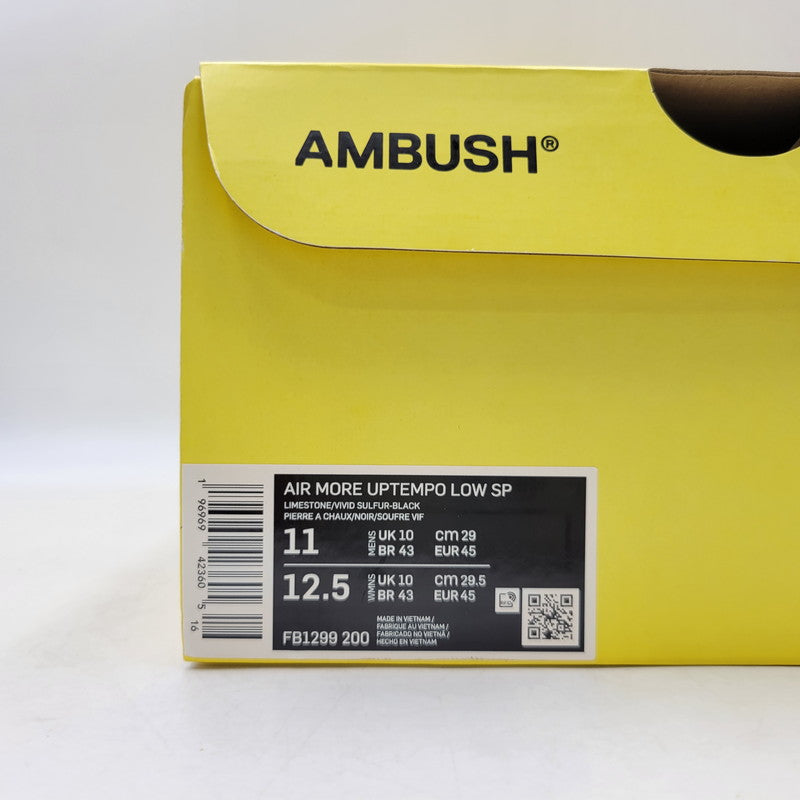 【中古品】【メンズ】 NIKE ナイキ × AMBUSH アンブッシュ FB1299-200 AIR MORE UPTEMPO LOW エア モア アップテンポ ロー スニーカー 靴 160-260716-kh-22-izu サイズ：29 カラー：LIMESTONE/VIVID SULFUR-BLACK 万代Net店