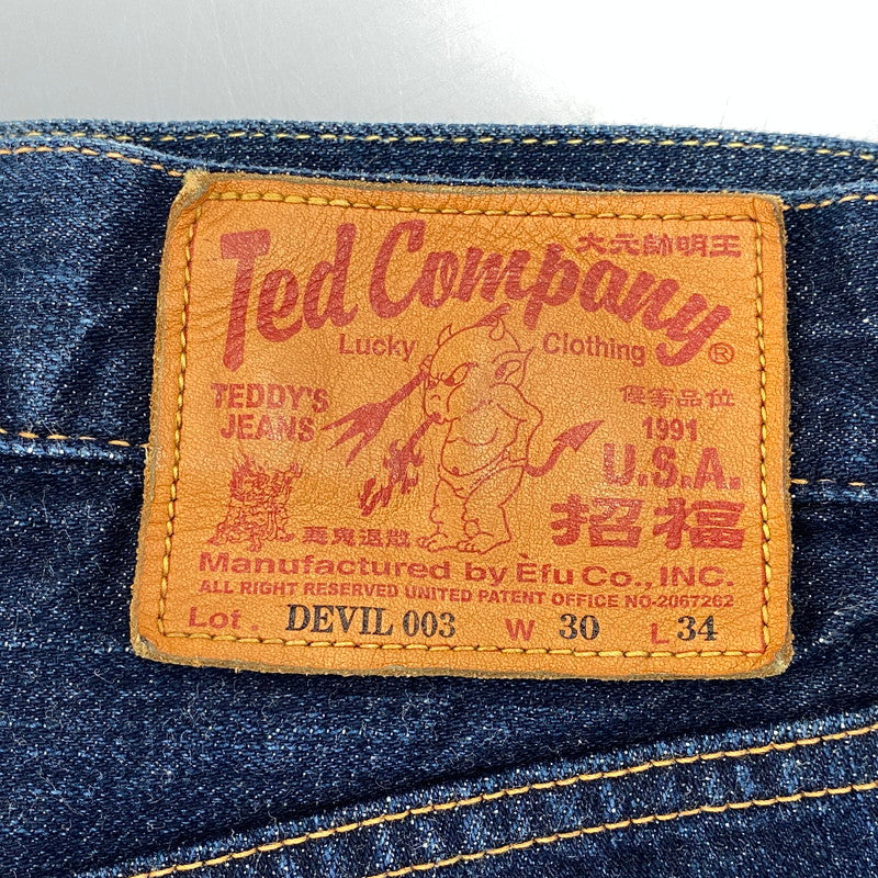 【中古品】【メンズ】 TED COMPANY テッドカンパニー HIP PAINT JEANS DEVIL 003 ヒップペイントジーンズ デビル参号 デニムパンツ 156-260721-as-17-izu サイズ：30×34 カラー：インディゴ 万代Net店