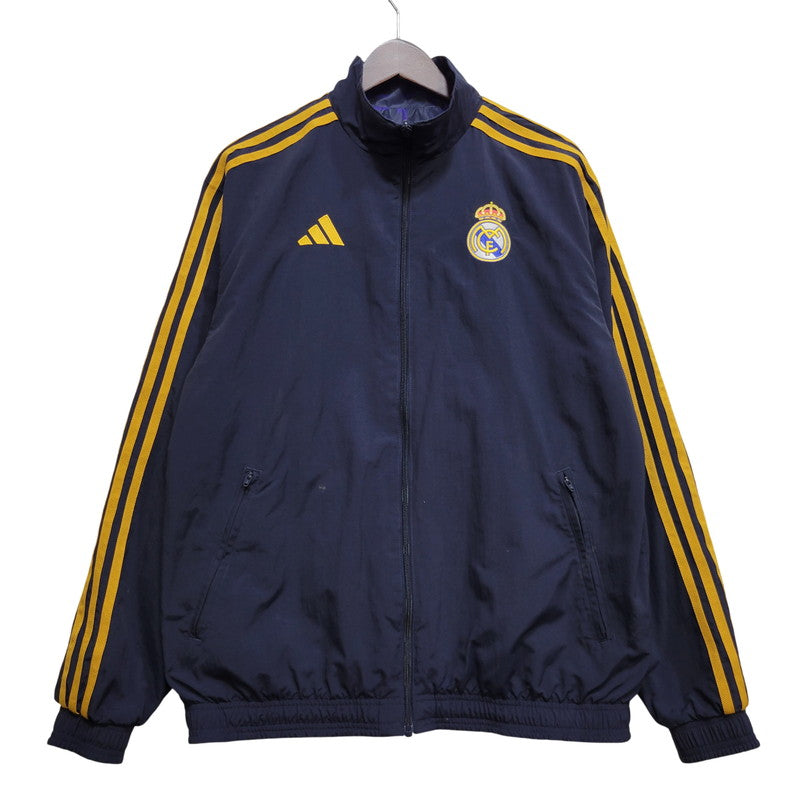【中古品】【メンズ】 ADIDAS アディダス IQ0549 REAL MADRID ANTHEM JACKET レアル マドリード アンセム ジャケット アウター 148-260716-kh-26-izu サイズ：2XL カラー：ネイビー×マルチ 万代Net店