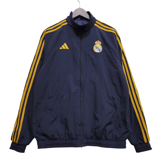 【中古品】【メンズ】 ADIDAS アディダス IQ0549 REAL MADRID ANTHEM JACKET レアル マドリード アンセム ジャケット アウター 148-260716-kh-26-izu サイズ：2XL カラー：ネイビー×マルチ 万代Net店