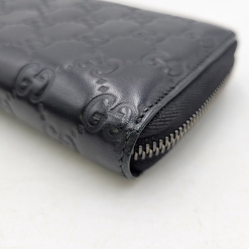 【中古品】【メンズ/レディース】 GUCCI グッチ グッチシマ ラウンドジップ ロングウォレット 長財布 181-260718-as-21-izu カラー：ブラック 万代Net店