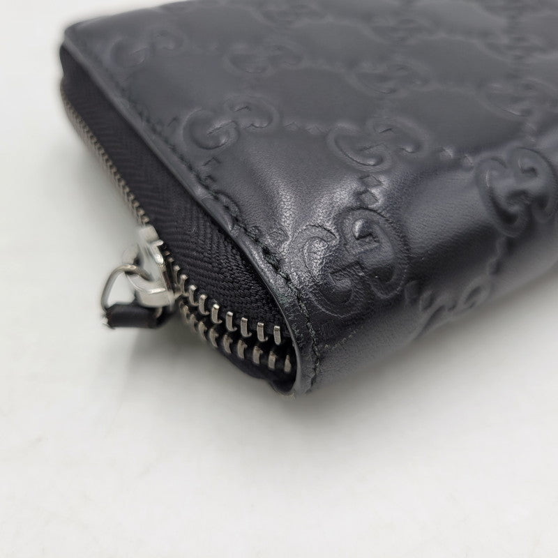 【中古品】【メンズ/レディース】 GUCCI グッチ グッチシマ ラウンドジップ ロングウォレット 長財布 181-260718-as-21-izu カラー：ブラック 万代Net店