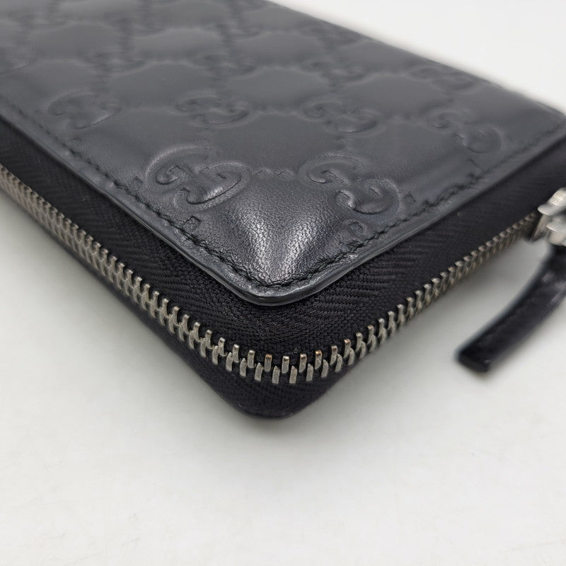 【中古品】【メンズ/レディース】 GUCCI グッチ グッチシマ ラウンドジップ ロングウォレット 長財布 181-260718-as-21-izu カラー：ブラック 万代Net店
