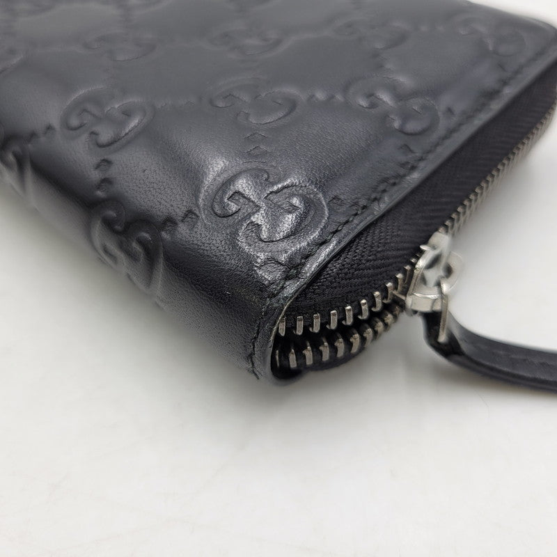 【中古品】【メンズ/レディース】 GUCCI グッチ グッチシマ ラウンドジップ ロングウォレット 長財布 181-260718-as-21-izu カラー：ブラック 万代Net店