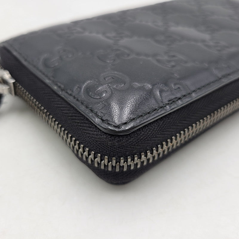 【中古品】【メンズ/レディース】 GUCCI グッチ グッチシマ ラウンドジップ ロングウォレット 長財布 181-260718-as-21-izu カラー：ブラック 万代Net店
