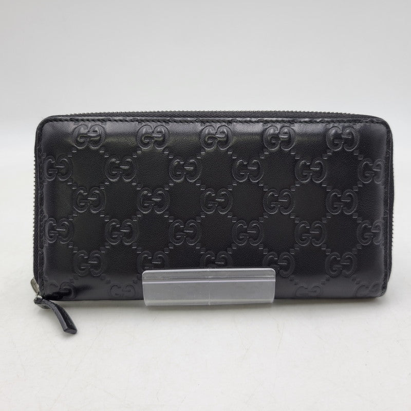 【中古品】【メンズ/レディース】 GUCCI グッチ グッチシマ ラウンドジップ ロングウォレット 長財布 181-260718-as-21-izu カラー：ブラック 万代Net店