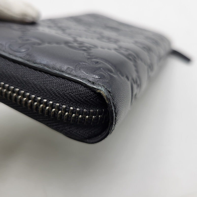 【中古品】【メンズ/レディース】 GUCCI グッチ グッチシマ ラウンドジップ ロングウォレット 長財布 181-260718-as-21-izu カラー：ブラック 万代Net店