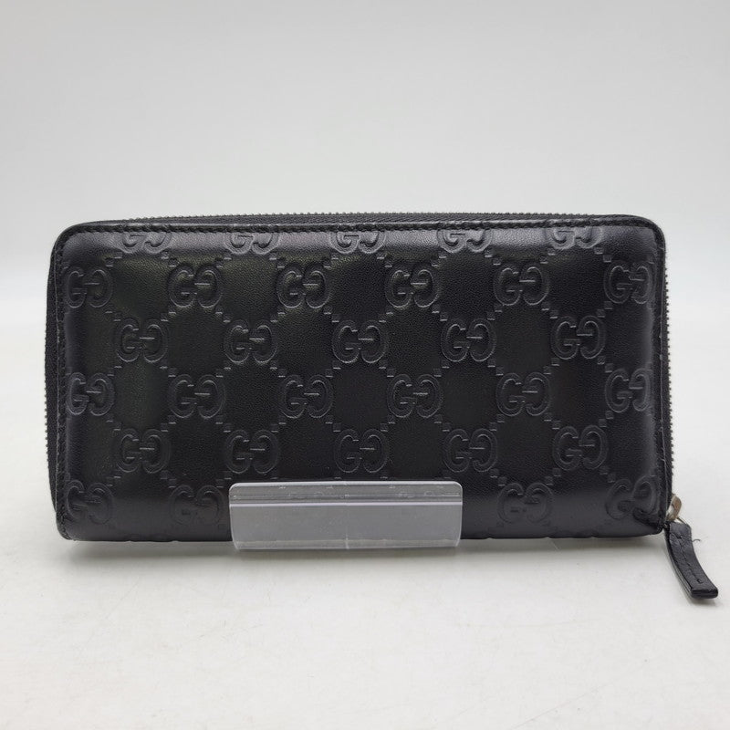 【中古品】【メンズ/レディース】 GUCCI グッチ グッチシマ ラウンドジップ ロングウォレット 長財布 181-260718-as-21-izu カラー：ブラック 万代Net店