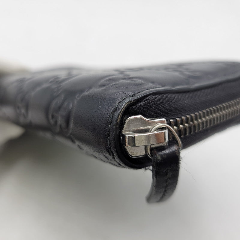 【中古品】【メンズ/レディース】 GUCCI グッチ グッチシマ ラウンドジップ ロングウォレット 長財布 181-260718-as-21-izu カラー：ブラック 万代Net店