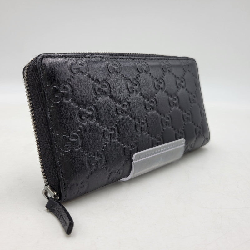 【中古品】【メンズ/レディース】 GUCCI グッチ グッチシマ ラウンドジップ ロングウォレット 長財布 181-260718-as-21-izu カラー：ブラック 万代Net店